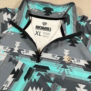 NWT Rock & Roll Denim Mens XL Performance Quarter Zip Turquoise Aztec RRMT91R0JK